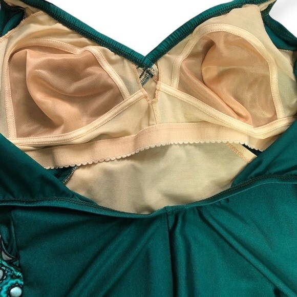 Gottex Swimwear Vintage Green Embellished Soft Cup One-Piece Swimsuit - Picture 3 of 6